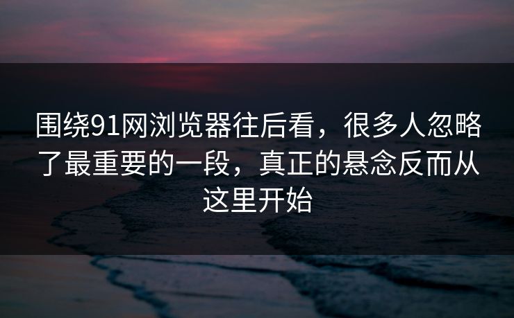 围绕91网浏览器往后看，很多人忽略了最重要的一段，真正的悬念反而从这里开始