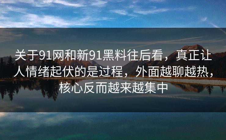 关于91网和新91黑料往后看，真正让人情绪起伏的是过程，外面越聊越热，核心反而越来越集中