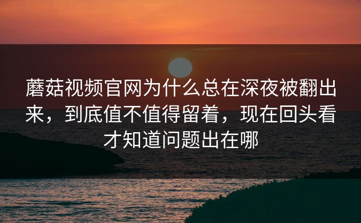 蘑菇视频官网为什么总在深夜被翻出来，到底值不值得留着，现在回头看才知道问题出在哪