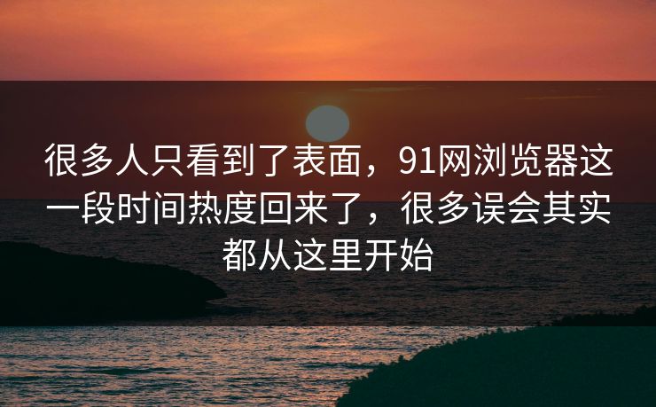 很多人只看到了表面，91网浏览器这一段时间热度回来了，很多误会其实都从这里开始