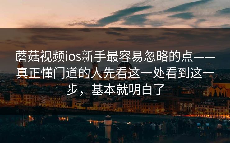 蘑菇视频ios新手最容易忽略的点——真正懂门道的人先看这一处看到这一步，基本就明白了