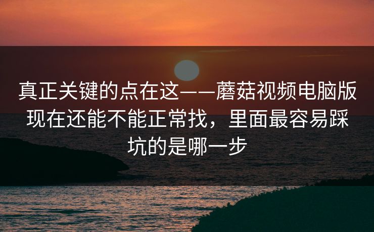 真正关键的点在这——蘑菇视频电脑版现在还能不能正常找，里面最容易踩坑的是哪一步