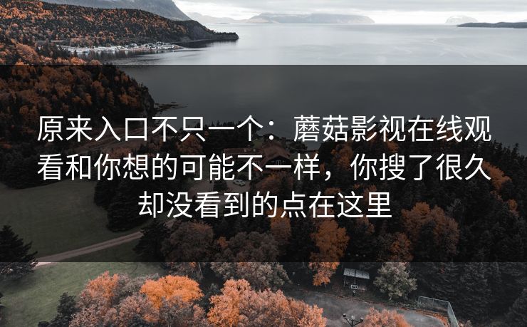 原来入口不只一个：蘑菇影视在线观看和你想的可能不一样，你搜了很久却没看到的点在这里