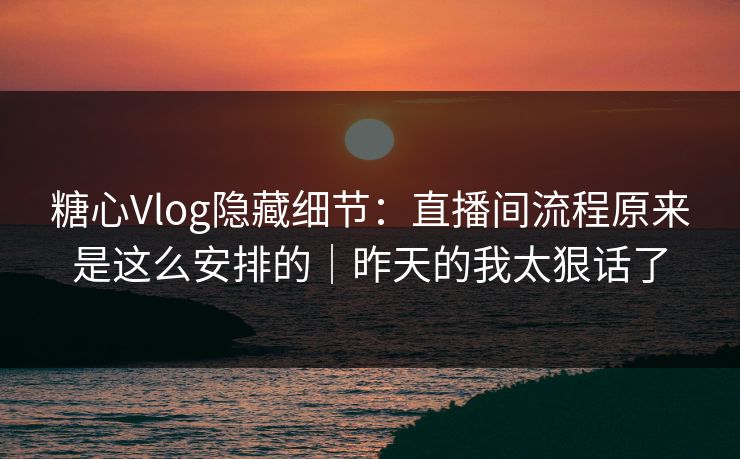 糖心Vlog隐藏细节：直播间流程原来是这么安排的｜昨天的我太狠话了