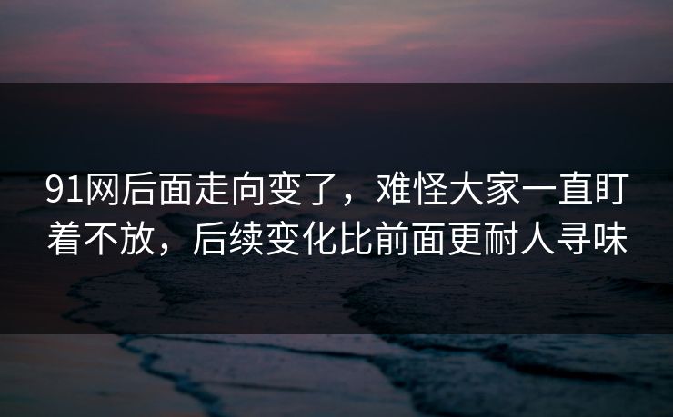 91网后面走向变了，难怪大家一直盯着不放，后续变化比前面更耐人寻味