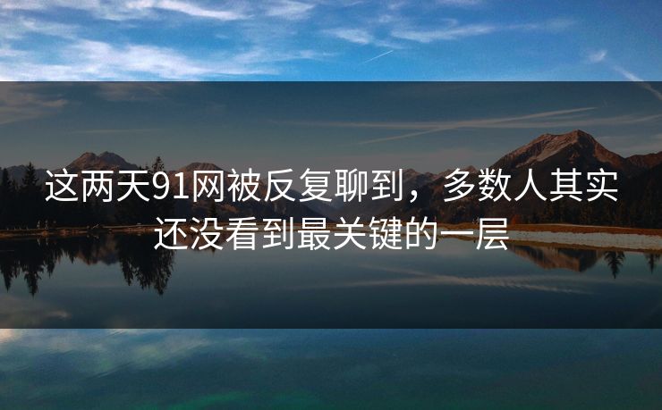这两天91网被反复聊到，多数人其实还没看到最关键的一层