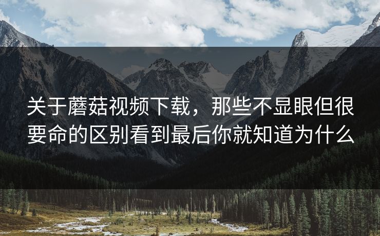 关于蘑菇视频下载，那些不显眼但很要命的区别看到最后你就知道为什么