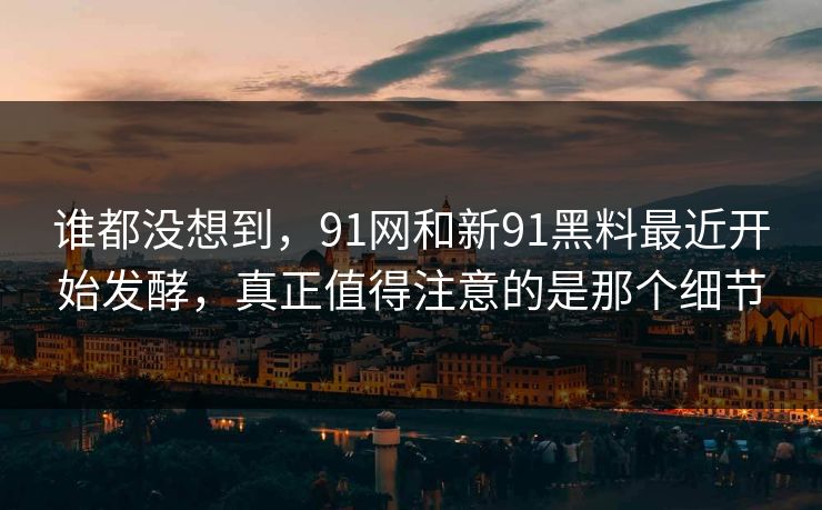 谁都没想到,91网和新91黑料最近开始发酵,真正值得注意的是那个细节 谁都没想到,91网和新91黑料最近开始发酵,真正值得注意的是那个细节