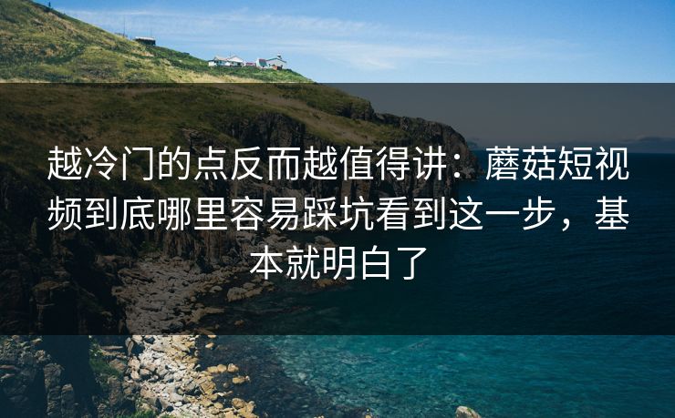 越冷门的点反而越值得讲：蘑菇短视频到底哪里容易踩坑看到这一步，基本就明白了