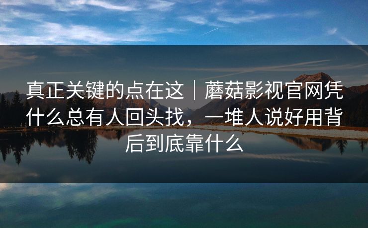 真正关键的点在这|蘑菇影视官网凭什么总有人回头找,一堆人说好用背后到底靠什么 真正关键的点在这|蘑菇影视官网凭什么总有人回头找,一堆人说好用背后到底靠什么