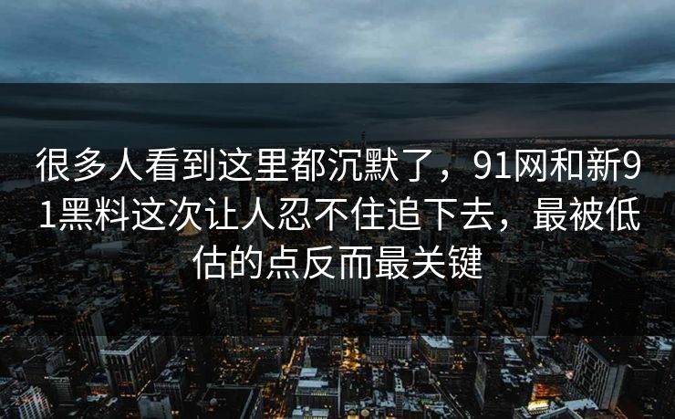 很多人看到这里都沉默了,91网和新91黑料这次让人忍不住追下去,最被低估的点反而最关键 很多人看到这里都沉默了,91网和新91黑料这次让人忍不住追下去,最被低估的点反而最关键