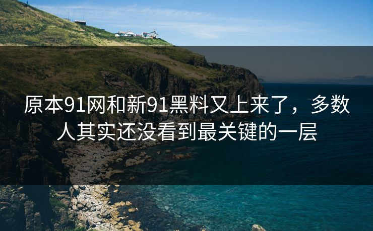 原本91网和新91黑料又上来了，多数人其实还没看到最关键的一层