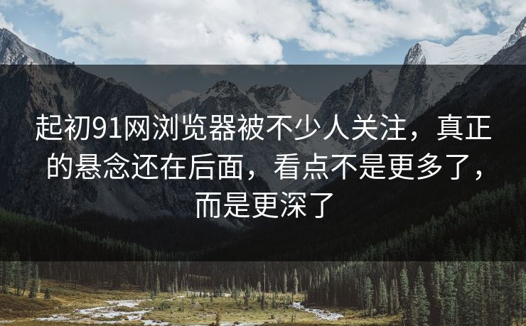 起初91网浏览器被不少人关注，真正的悬念还在后面，看点不是更多了，而是更深了